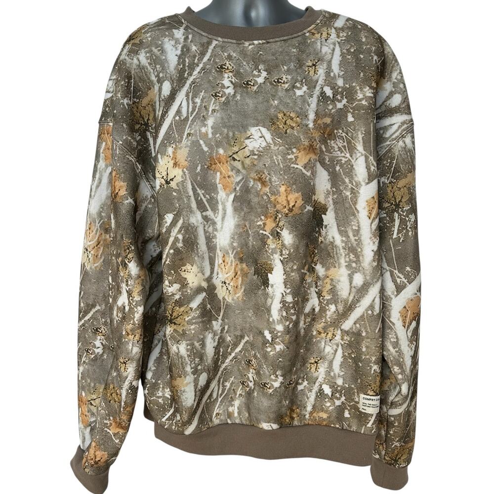 Comfrt The Camo Crew Sweatshirt Camouflage Tan Cream Pullover Men's Size 2XL - Picture 9 of 9